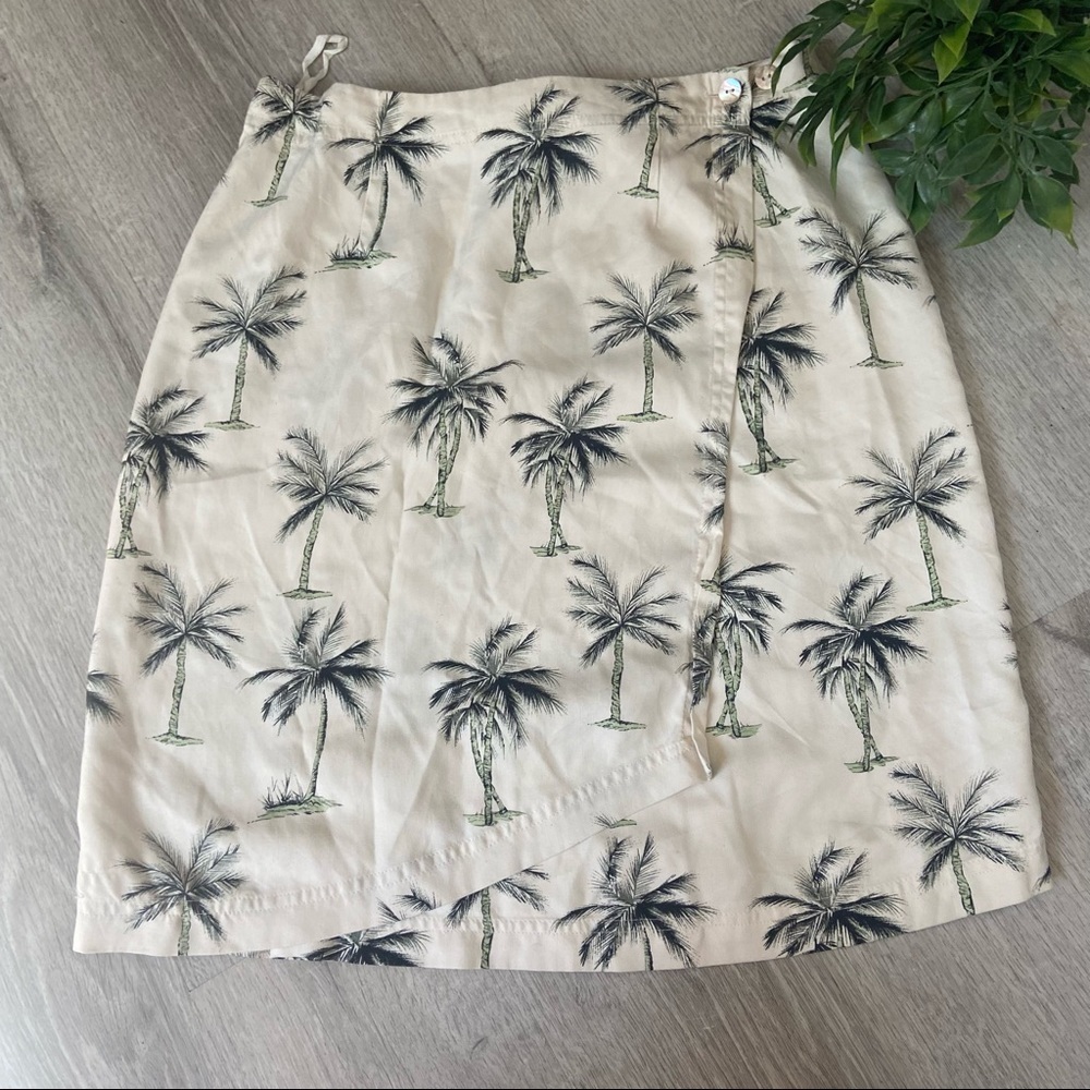 Vintage Pineapple Moon Silk Palm Tree Wrap Skirt